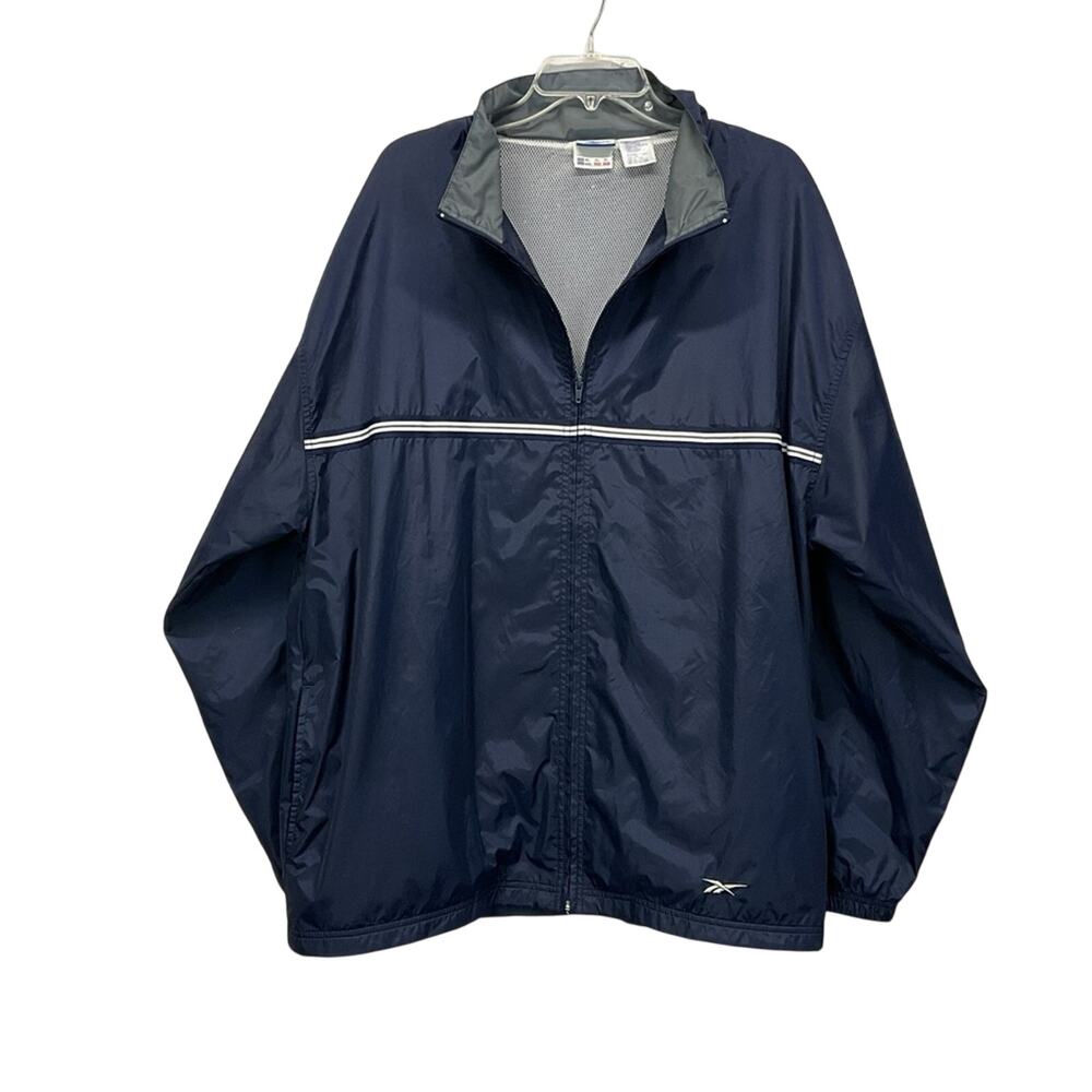 Reebok Windbreaker Men's Size XL Navy Athleisure Outdoor Hiking Sporty Casual